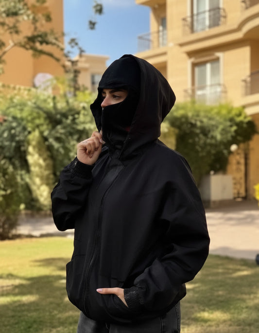"Ninja Style Balaclava Hoodie - Full Face Coverage - Black (Unixes)