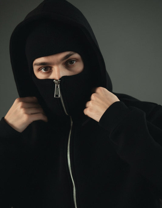 "Ninja Style Balaclava Hoodie - Full Face Coverage - Black (Unixes)